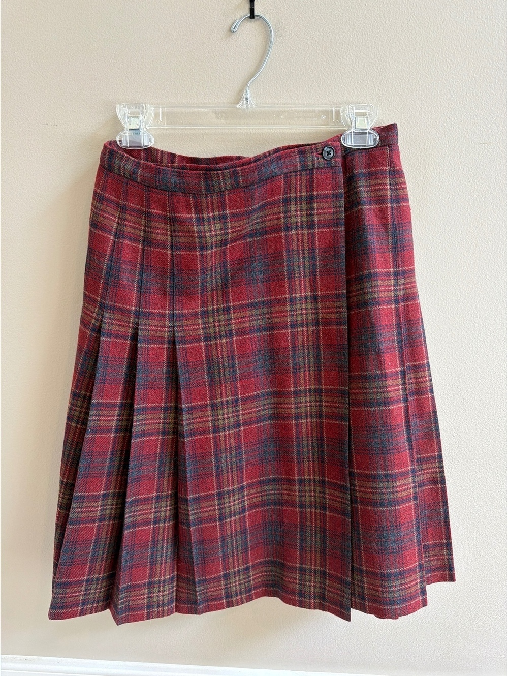 Vintage 1980s Pendleton Knockabout Wool Pleated Tartan Plaid Wrap Skirt Size 8